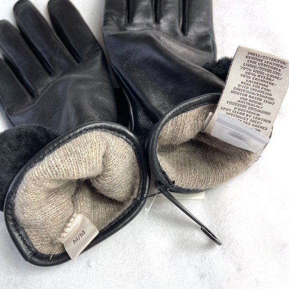 NWT AUC UGG Sheepskin Leather Pom Gloves M - Picture 7 of 8